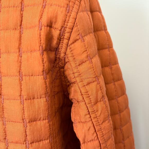 Oleg Cassini Reversible Quilted Silk Jacket Olive Green Burnt Orange Medium - Picture 13 of 16